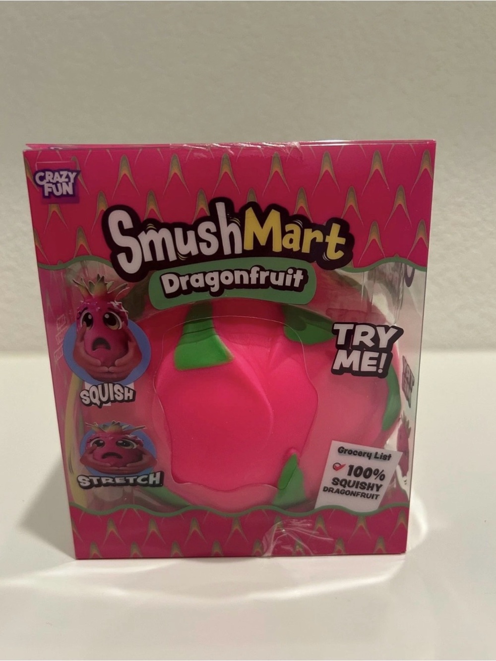 Crazy Fun RMS SmushMart Dragonfruit Squishy Squeeze Toy Pink/Green *SEALED*